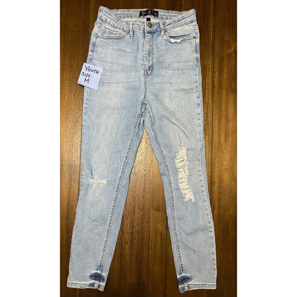 Skinny Jeans‎ Youth M Light Wash Distressed Denim
